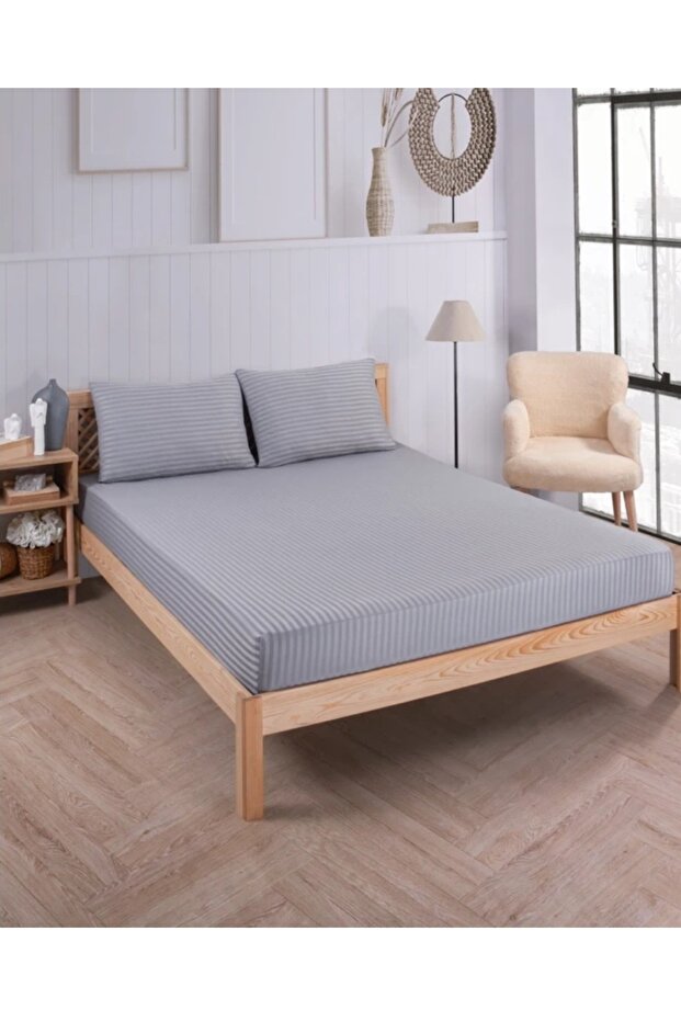 Satin Cotton Elastic Sheet with Pillowcase