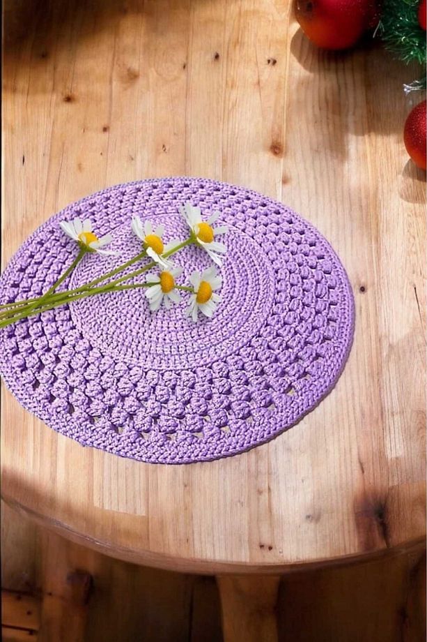 El Örgüsü 6 Kişilik Polyester Soft Makrome Fıstık Model Supla Takımı - 6