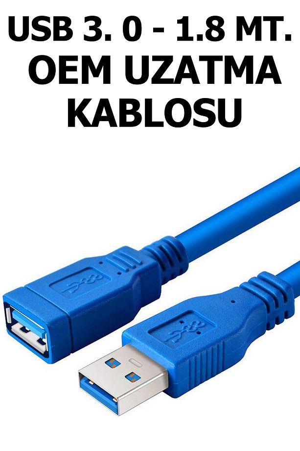OEM USB 3.0 Uzatma Kablosu 1.5 Metre Erkek Dişi Dayanıklı Yüksek Hızlı Plus Bilişim - 1