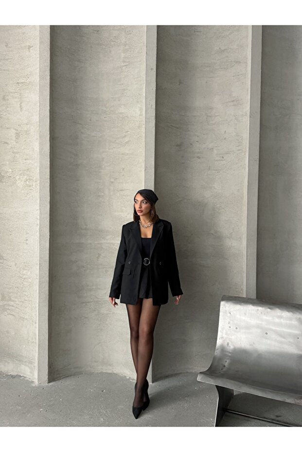 Tek Düğmeli Oversize Blazer Ceket - 5