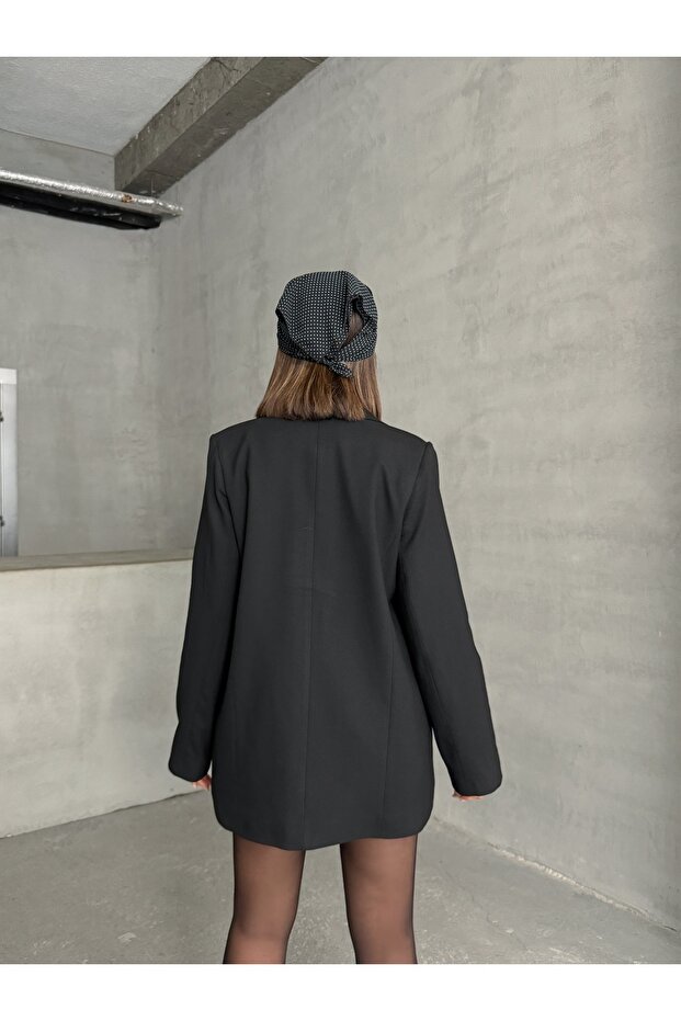 Tek Düğmeli Oversize Blazer Ceket - 7