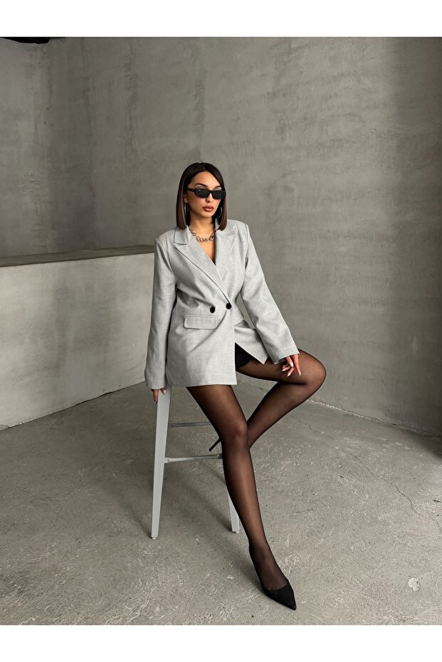 Tek Düğmeli Oversize Blazer Ceket - 5