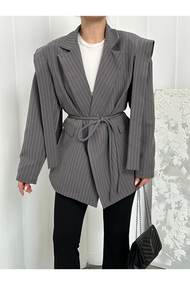 Women's New Season Belted Tie-Detail Oversized Jacket