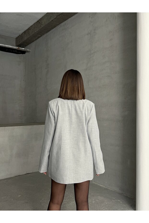 Tek Düğmeli Oversize Blazer Ceket - 8