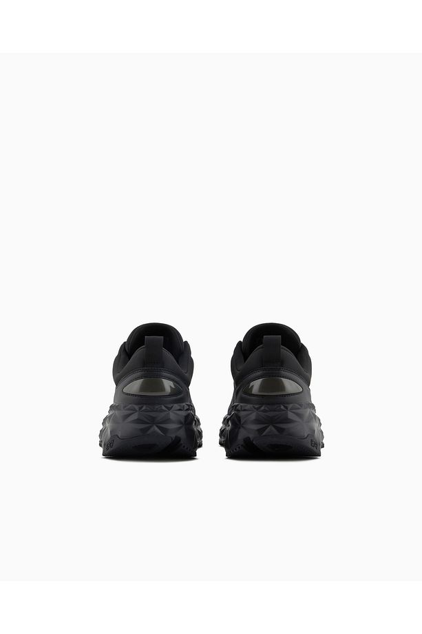 Unısex Rahat Yüksek Tabanlı Nefes Alabilir File Detaylı Kartal Logolu Siyah Sneaker X8X239 XK - 3