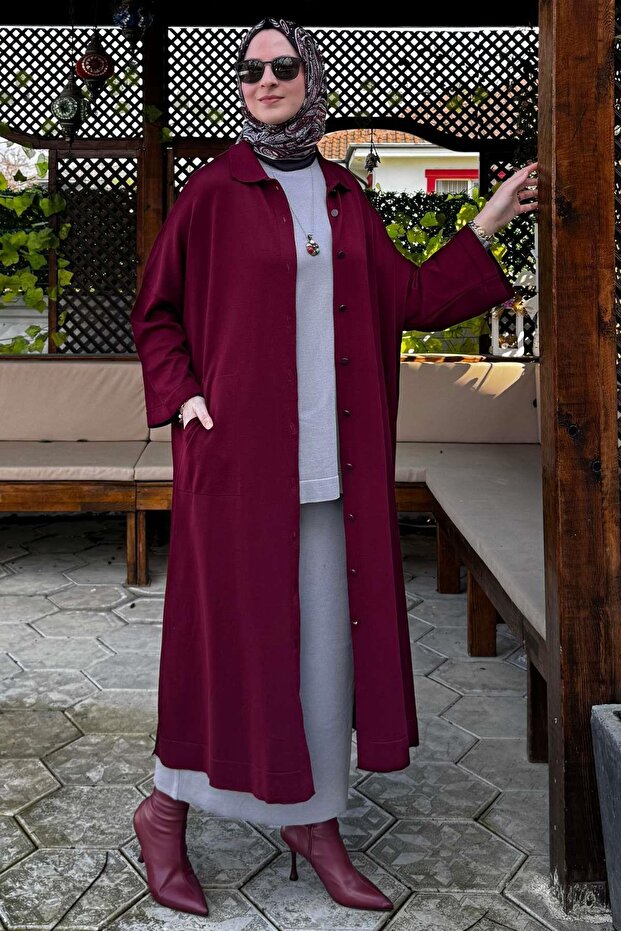 Panço Triko Hırka Bordo - 8