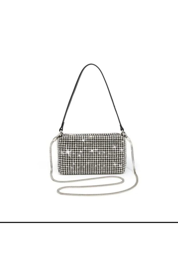 Silver Evening Dress Stone Bag