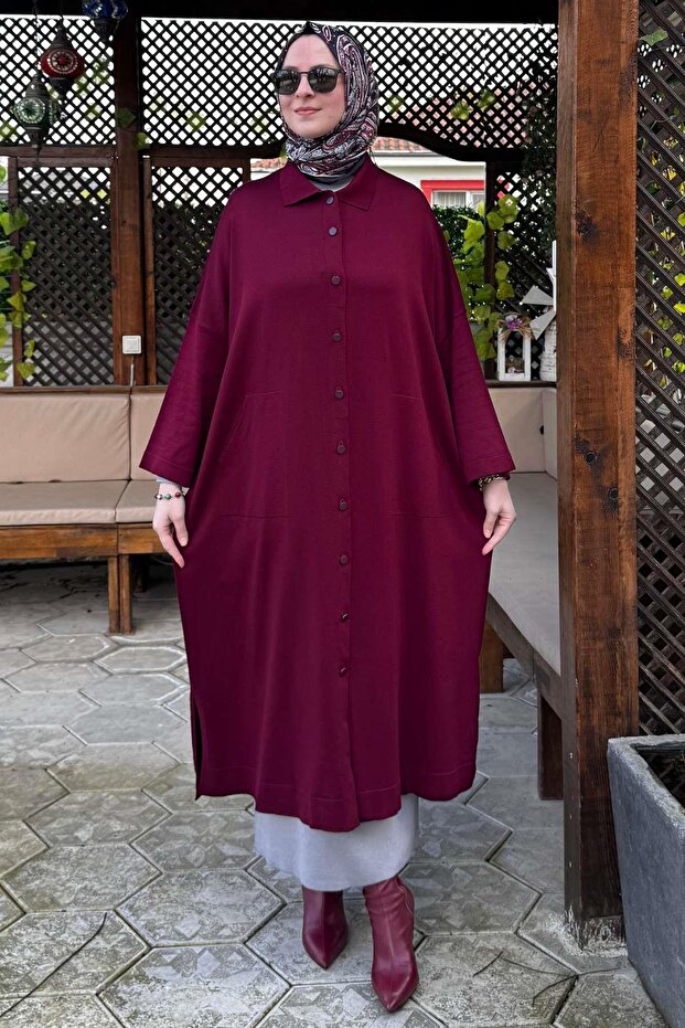 Panço Triko Hırka Bordo - 6