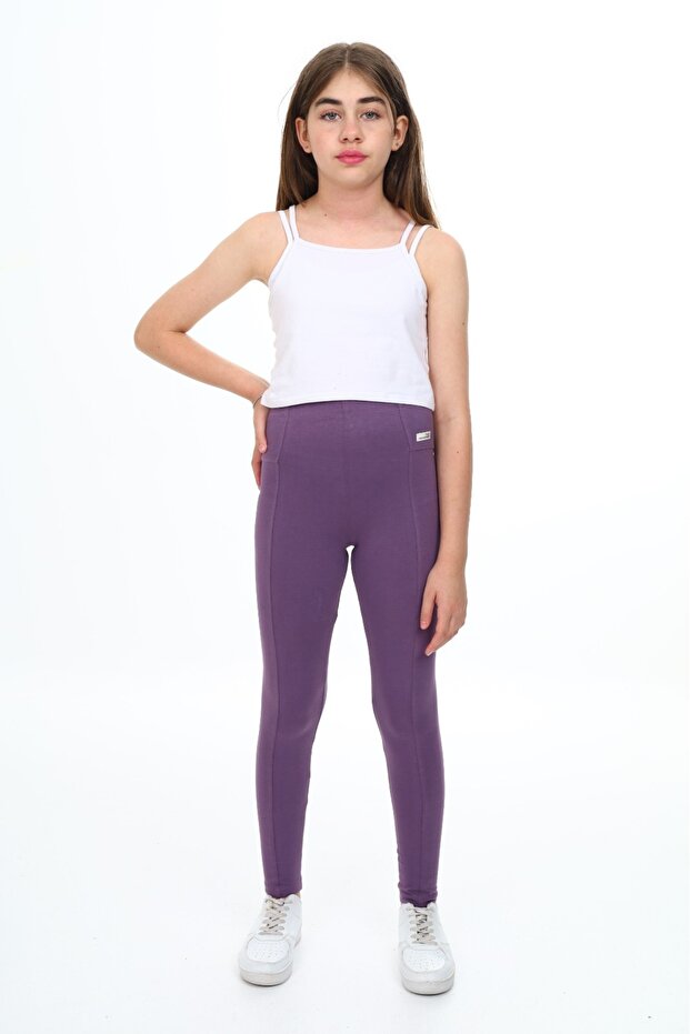 Girl's Waist Embroidered Leggings