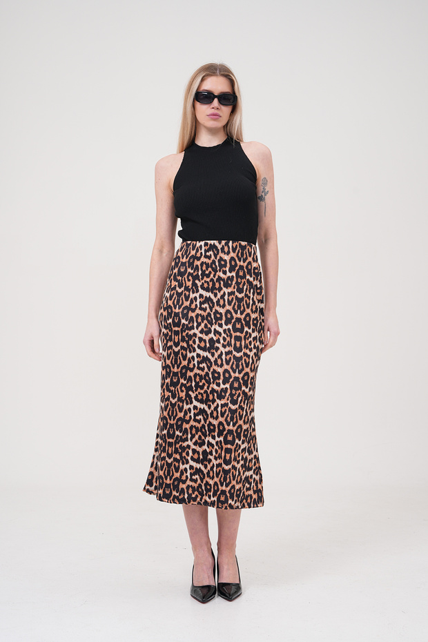 Leopard Patterned Midi Skirt - 5