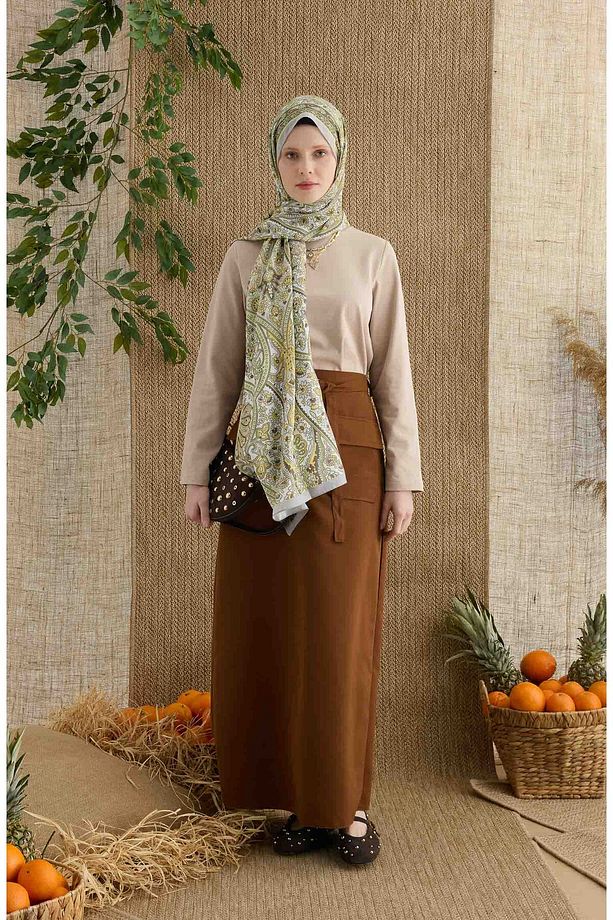 Hera Sarı Etnik Desen Şal - 3