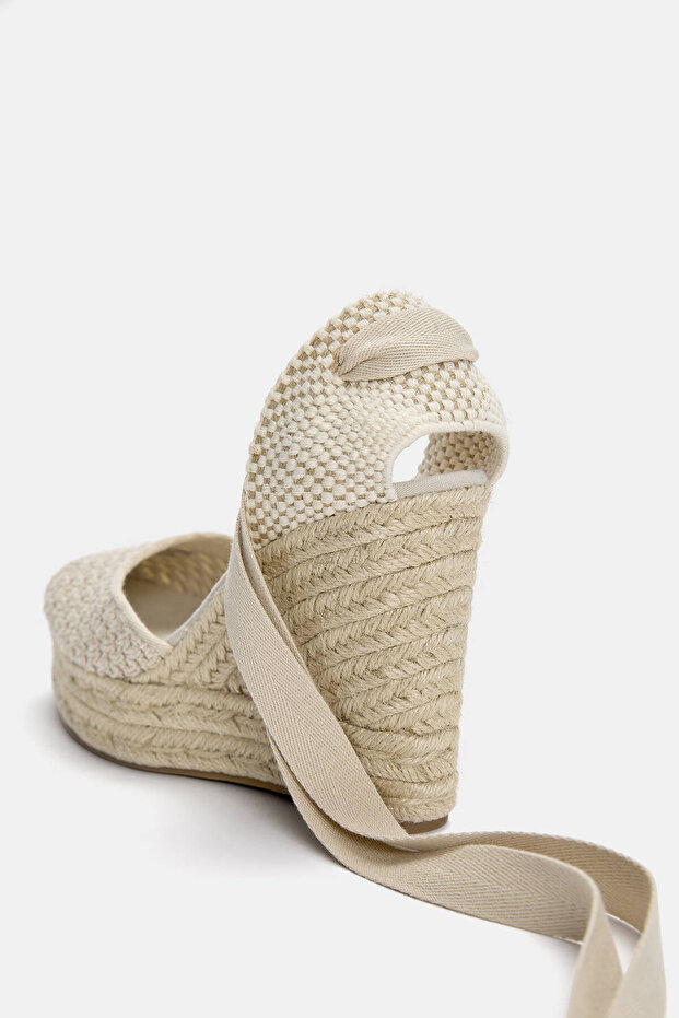 Kroşe dolgu topuklu espadril - 6