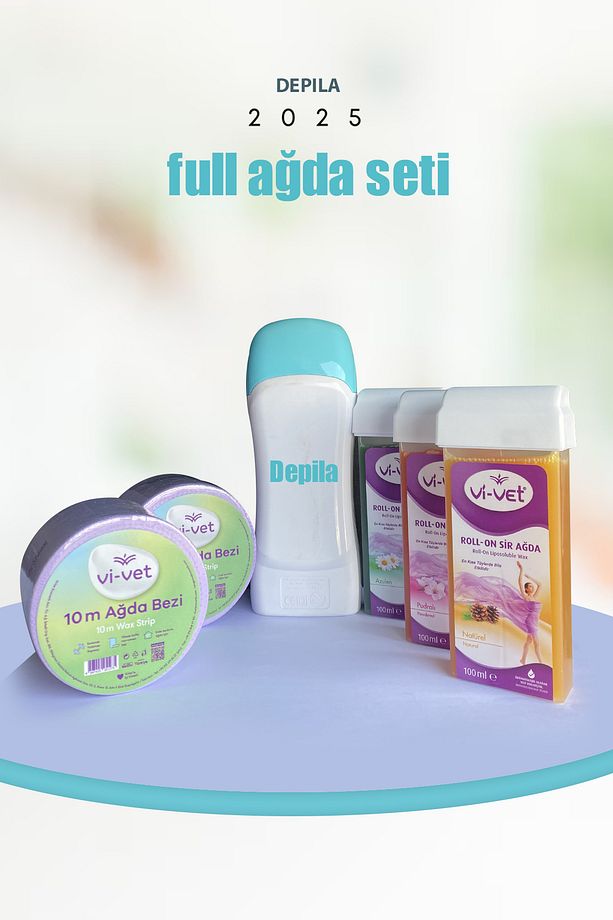Full Ağda Seti 3x100ml Kartuş Ağda + 2 Yıl Garantili Ağda Makinesi + 2x10 Metre Rulo Ağda Bez - 1