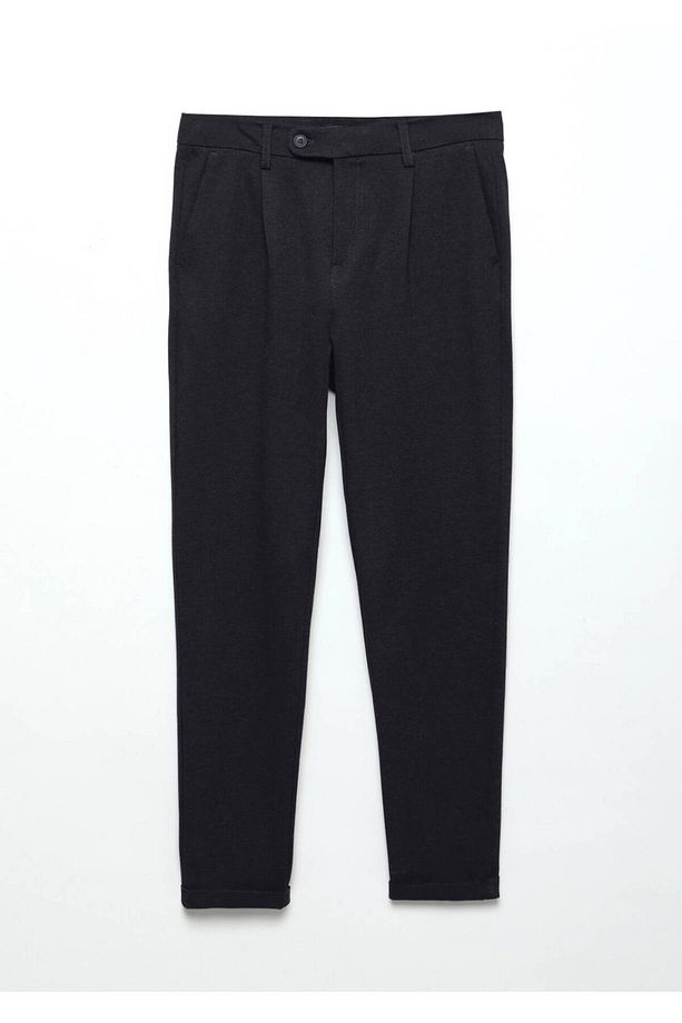Lacivert Düz Örme Regular Fit Casual Pantolon - 6