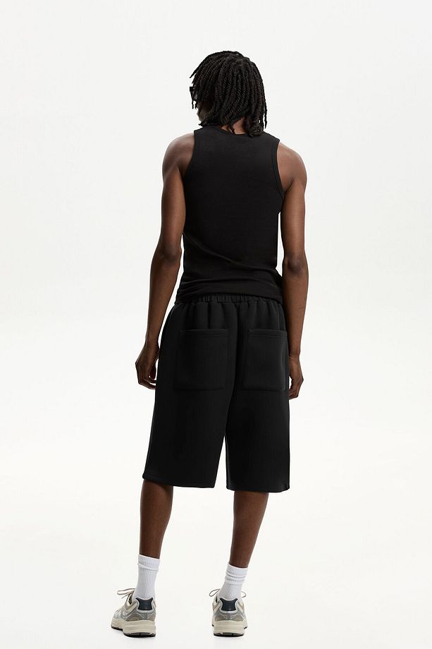 Neopren görünümlü oversize bermuda şort - 2