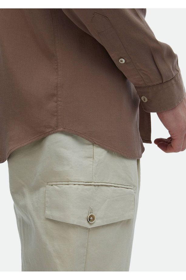 Gül Kurusu Düz Regular Fit Dokuma Casual Gömlek - 5