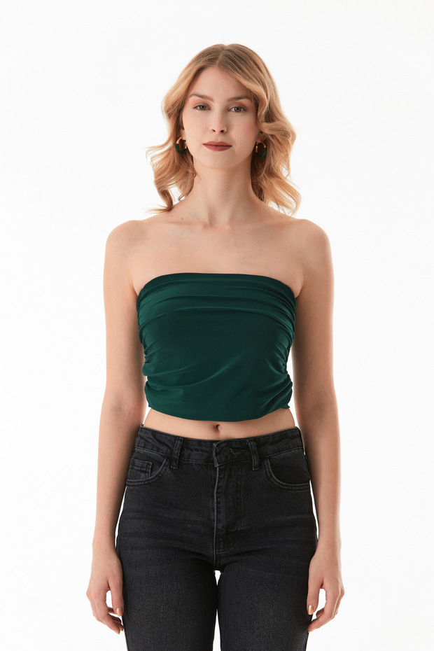 Basic Yanları Drapeli Straplez Büstiyer - 8