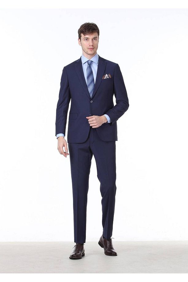 Saks Düz Regular Fit Yün Karışımlı Takım Elbise - 2