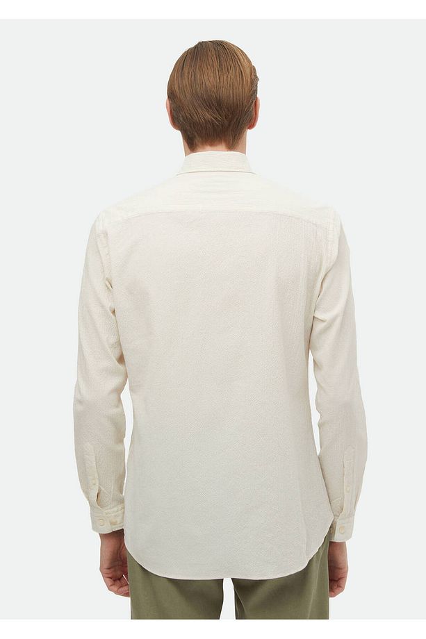 Bej Düz Regular Fit Dokuma Casual Pamuk Karışımlı Gömlek - 5