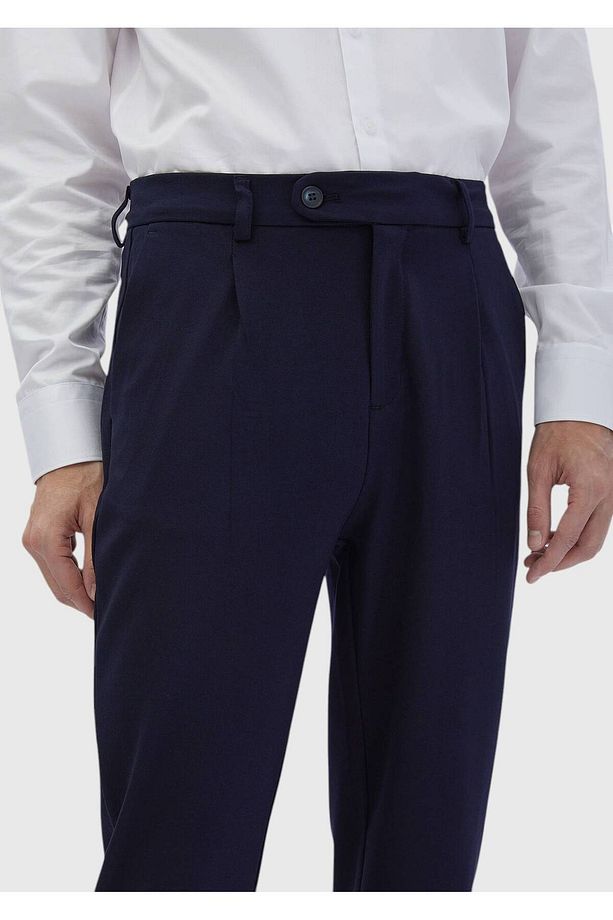 Lacivert Düz Örme Regular Fit Casual Pantolon - 4