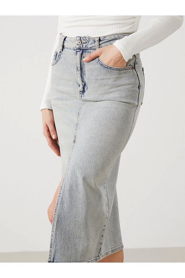 LCW Vision İNDİGO Dar Fit Kadın Jean Etek - 3