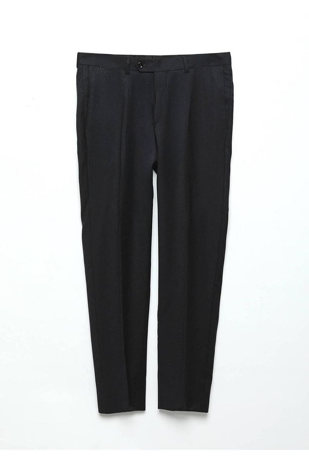 Lacivert Düz Kumaş Regular Fit Klasik %100 Yün Pantolon - 5