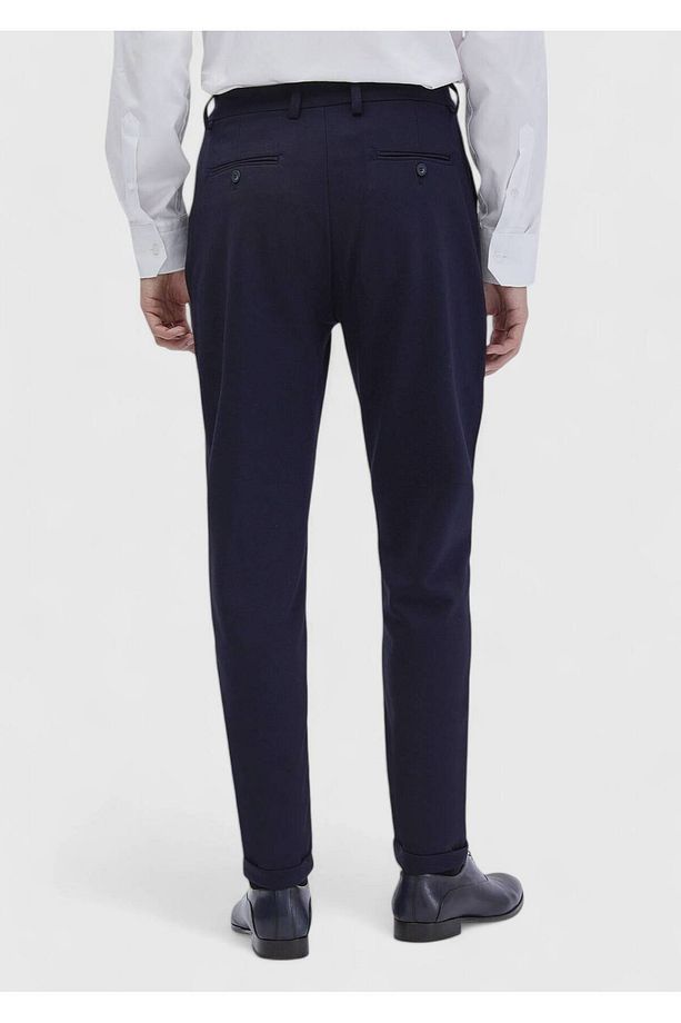 Lacivert Düz Örme Regular Fit Casual Pantolon - 5