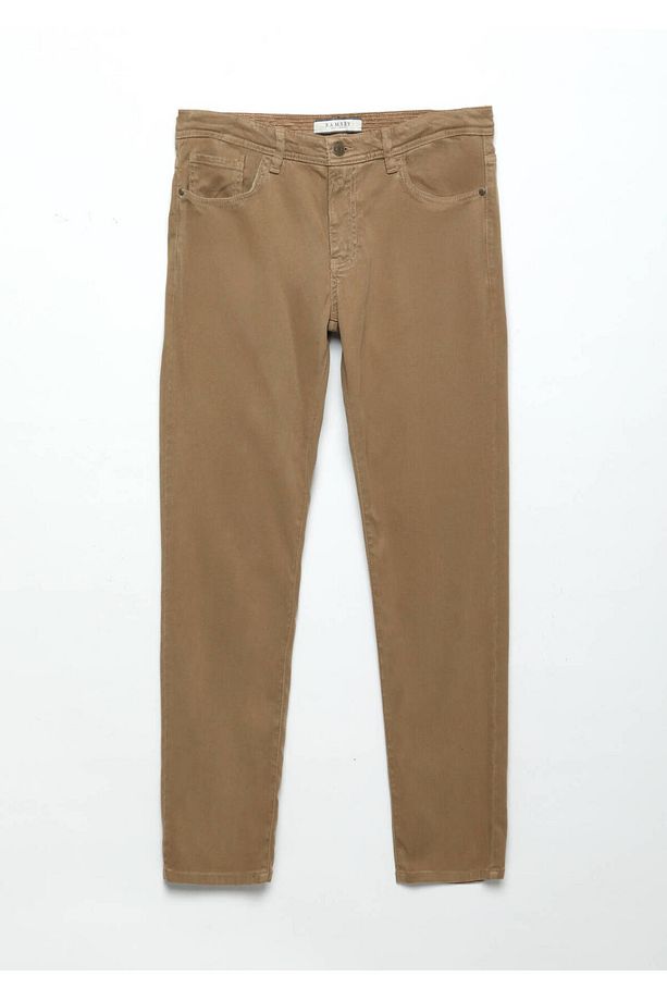 Deve Tüyü Düz Dokuma Slim Fit Casual Pamuk Karışımlı Pantolon - 5