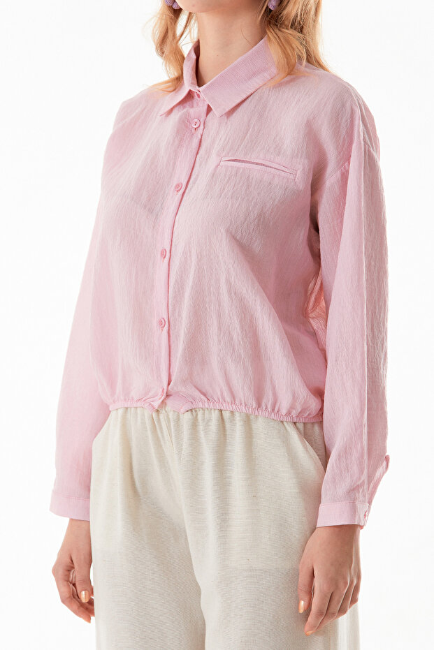 Basic Beli Lastikli Cep Detaylı Gömlek - 7