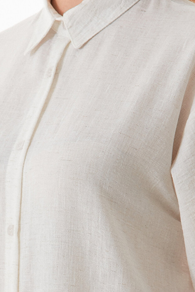 Kırçıllı Düğmeli Oversize Gömlek - 7