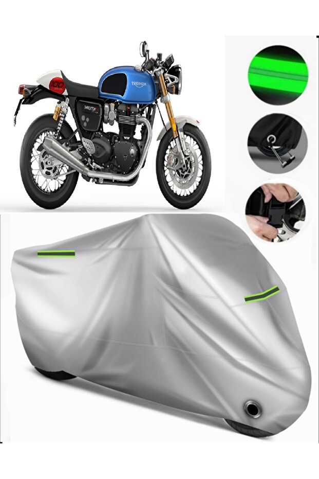 Triumph Thruxton Rs Compatible Motorcycle Tarpaulin Premium (Lock Compatible) - Black - Mpro9002