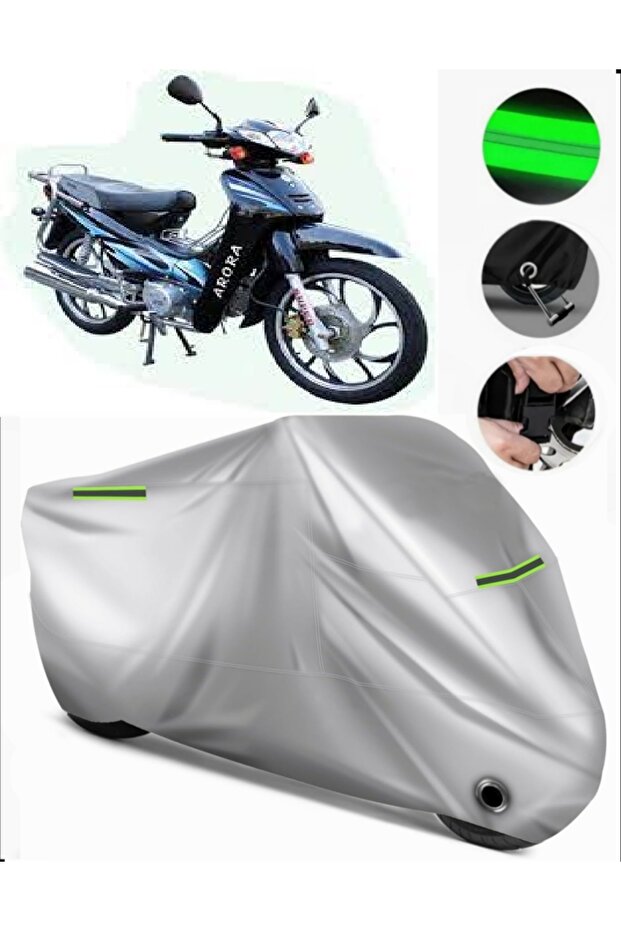 Arora Ar 100-7 Special Alfa Compatible Motorcycle Tarpaulin Premium (Lock Compatible) - Black - Mpro9002