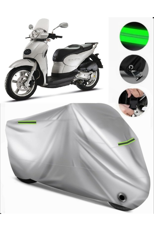 Aprilia Scarabeo 100 Rear Bag Compatible Premium Motorcycle Tarpaulin (Lock Compatible) Black-Grey