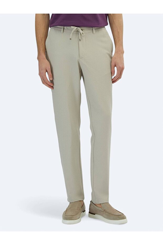 Bej Örme Jogging Fit Casual Pantolon - 2