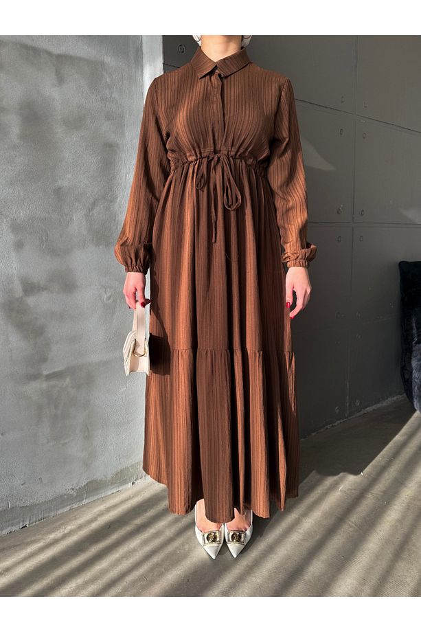 Asya Bürümcek Elbise Kahve - 4