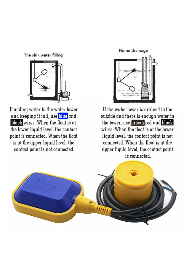 WIRE LENGTH 4M 2M 3M 4M 5M Controller Float Switch Liquid Switches Liquid Fluid Water Level Float Sw - 3