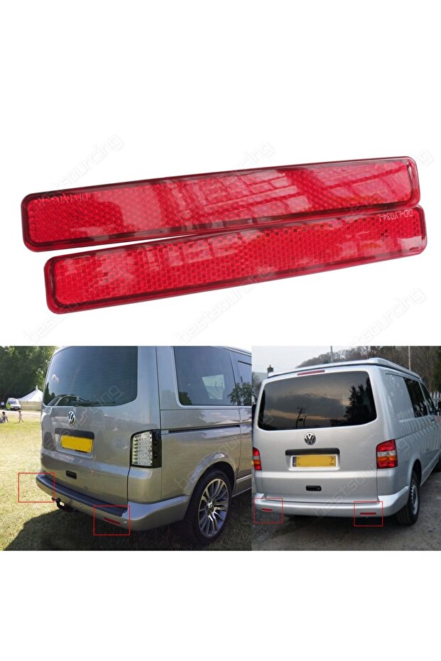 ANGRONG 2x Red Rear Bumper Reflector Light Left Right For VW Transporter T5 2003-11 Multivan