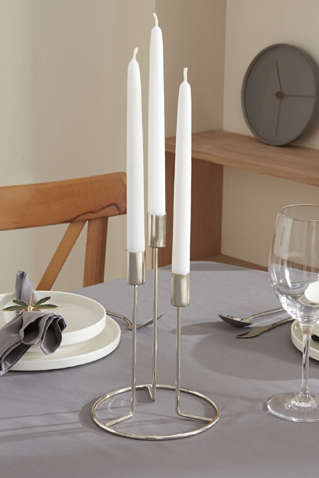 Siela 3'lü Şamdan Gümüş - 1