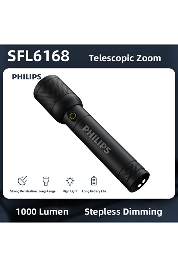 مصباح يدوي SFL6168 مزود بتقريب بصري، مصباح يدوي محمول بأربعة أوضاع إضاءة، منفذ USB-C