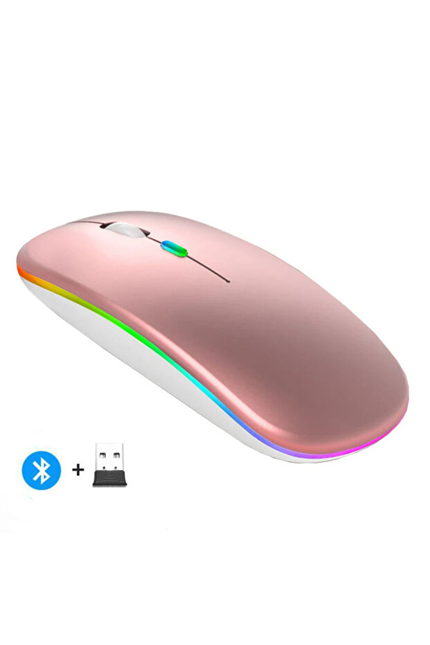 LED Rose Rechargeable Wireless Mouse Bluetooth-compatible 2.4GHz Dual Modes Computer Mice with Nano - 1