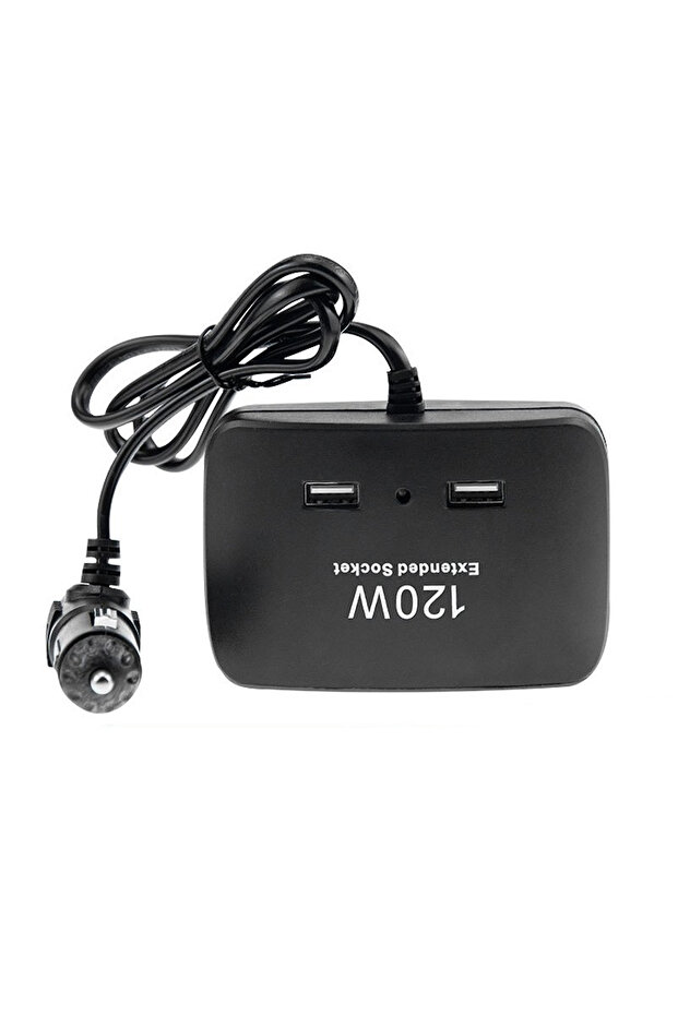 موزع مقابس سيارة ممتد 12 فولت مع منفذي شحن USB