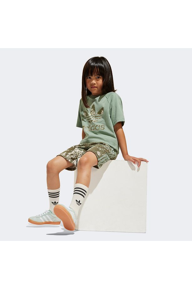 Short Tee Set Çocuk Yeşil Eşofman Takımı - 3