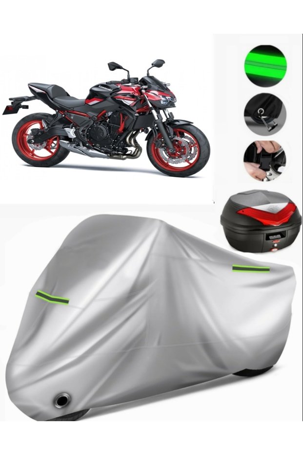 Kawasaki Z 650 Rear Bag Compatible Motorcycle Tarpaulin Premium (Lock Compatible)-Gray