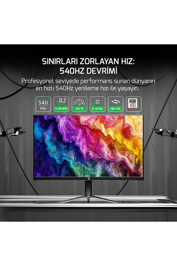 24″ Lucid S20 540Hz 0.2MS Flat Fast TN Pivot Rgb Gaming Monitör - 3