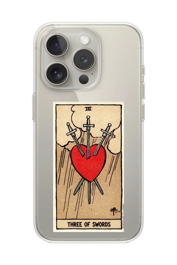 iPhone 14 Pro Max Compatible Transparent Case Three of Swords Design