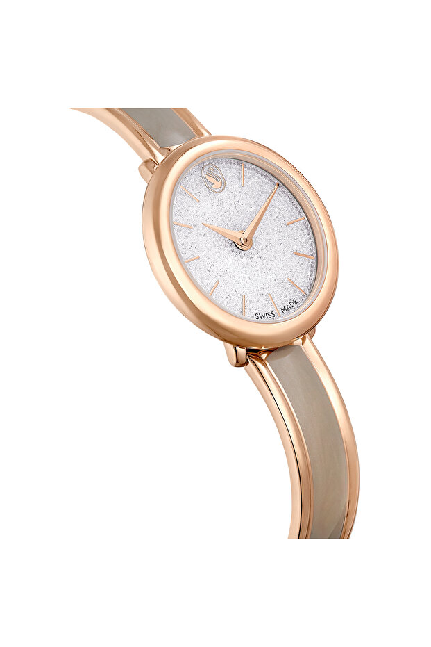 Crystalline Bangle Saat, Isviçre Üretimi, Metal Bileklik, Bej, Pembe Altın Rengi Yüzey - 6