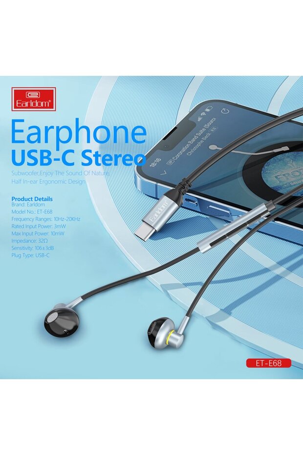realme 11 Pro 12 Pro GT 2 Pro GT3 Type C Kulaklık-Ear-E68 - 3