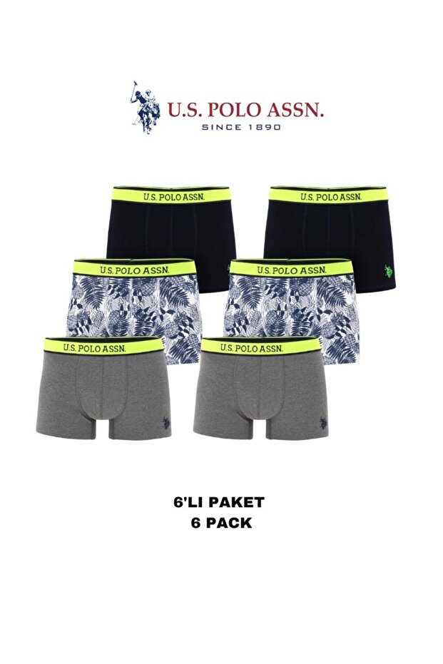 Male, Licensed, Uspa, Neon Green-Navy-Grey, Economic Pack of 6