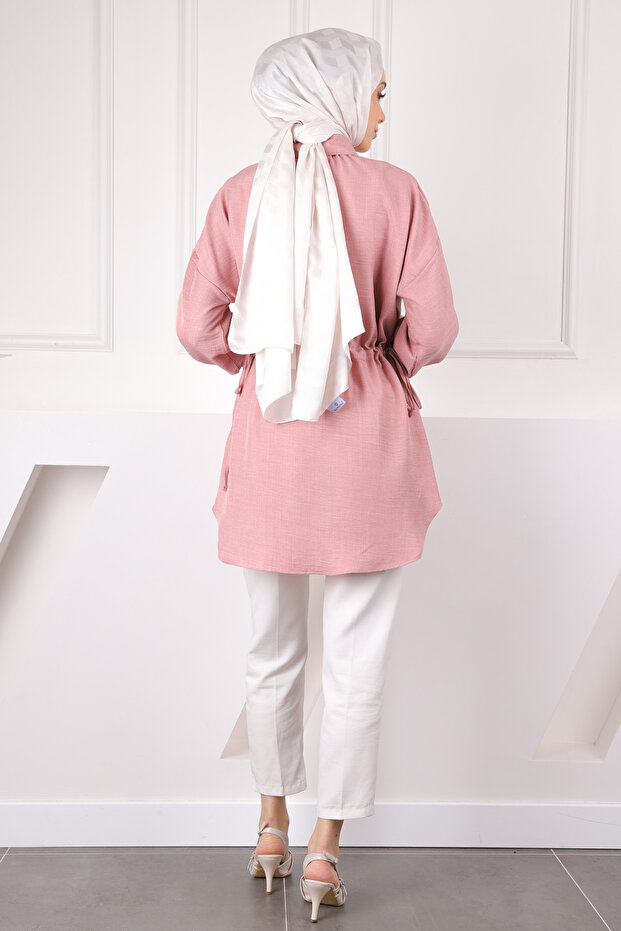 Gül Kurusu Yan Detaylı Tunik - 4