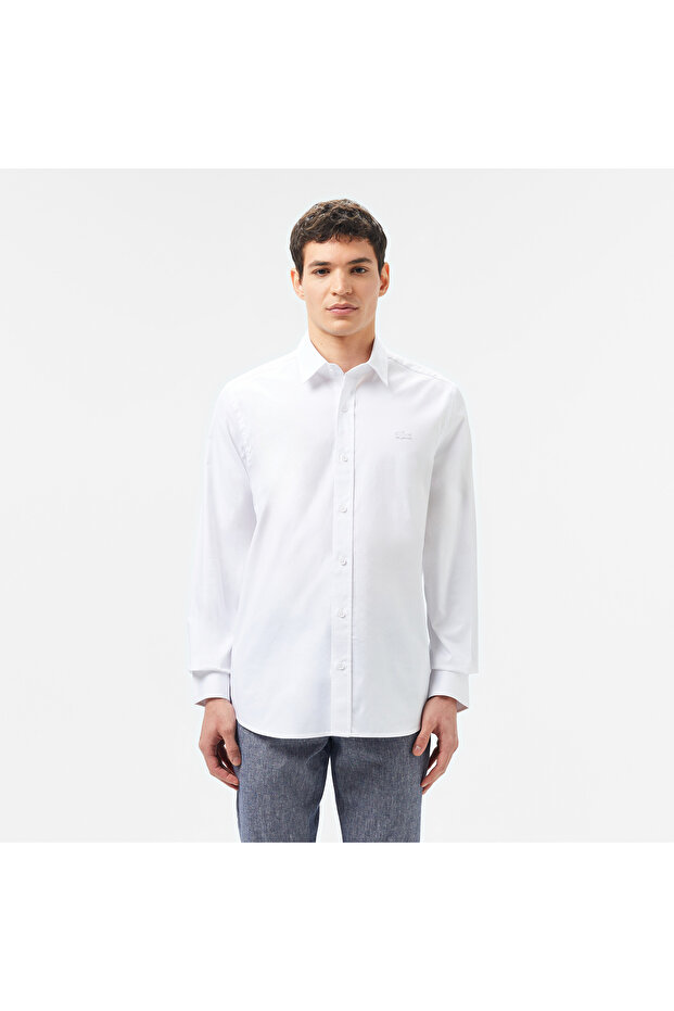 Erkek Slim Fit Beyaz Gömlek - 1